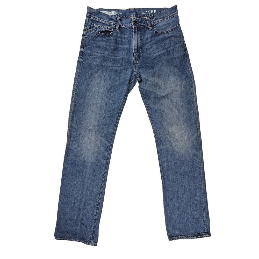 Gap 1969 Authentic Relaxed Straight Jeans 33x34 100% Cotton